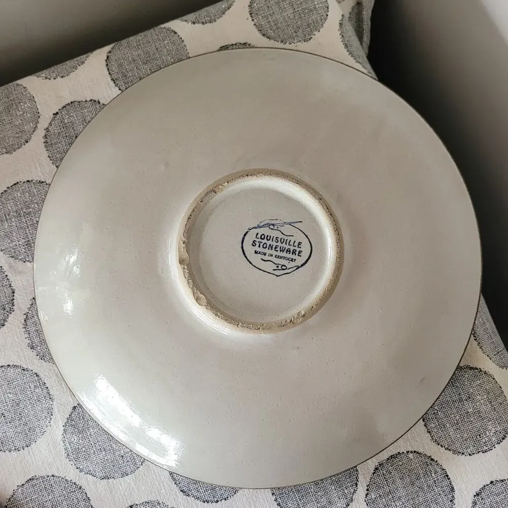 Louisville Stoneware Chip and Dip Platter with Attached Bowl Acorn & Oak Print